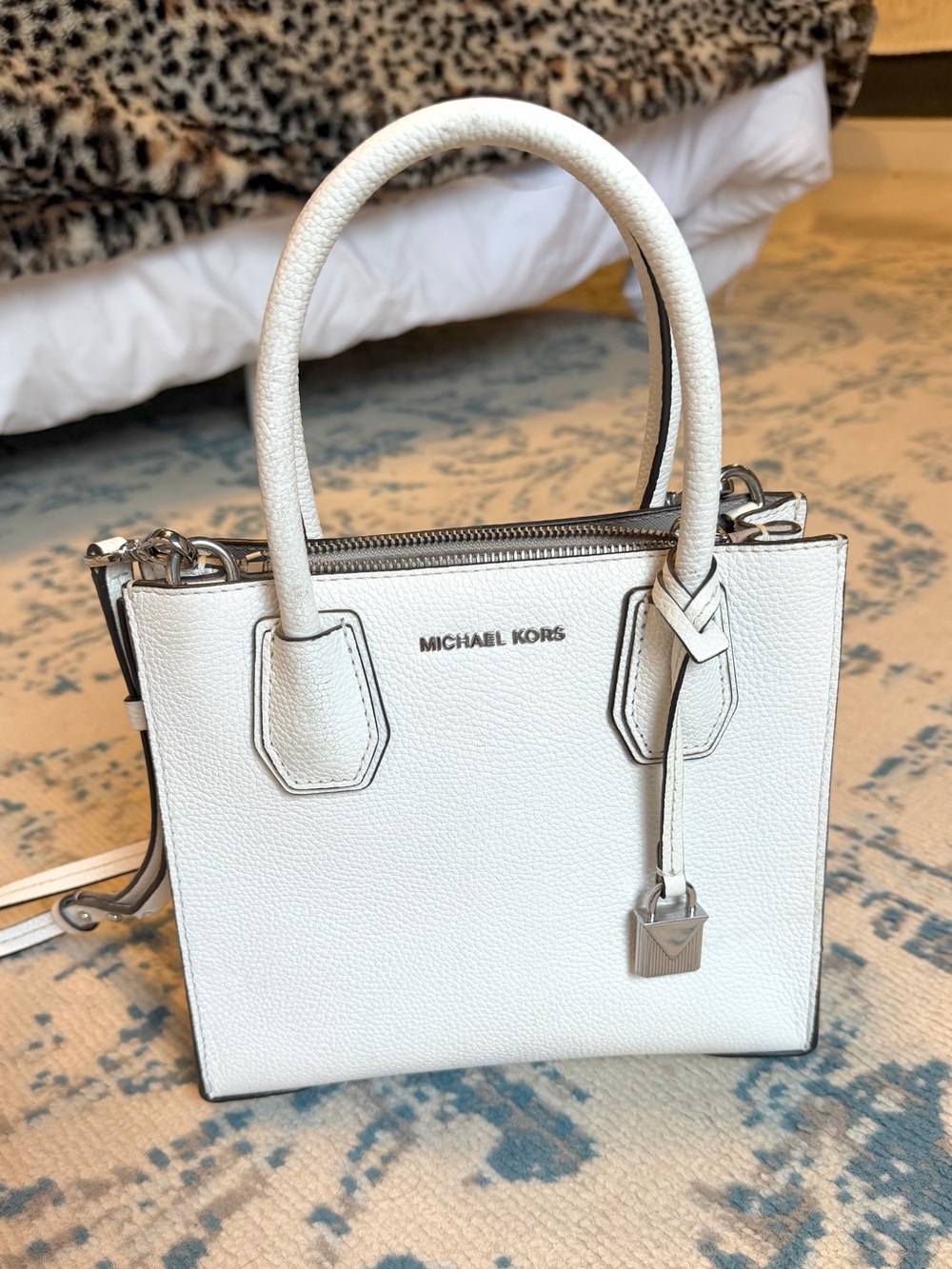 MICHAEL KORS Vanilla Pebbled Leather Satchel